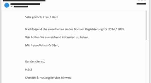 Vorsicht vor E-Mails mit Fake-Rechnungen für Domains