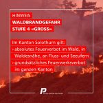 Solothurn SO: Feuer und Feuerwerk verboten – Fr. 200 Busse