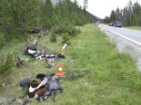 Zernez GR: Unfall bei Überholen, Töfffahrer schwer verletzt