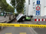 Basel BS: Auto auf zwei Rädern – Unfall sperrt Tiergartenrain