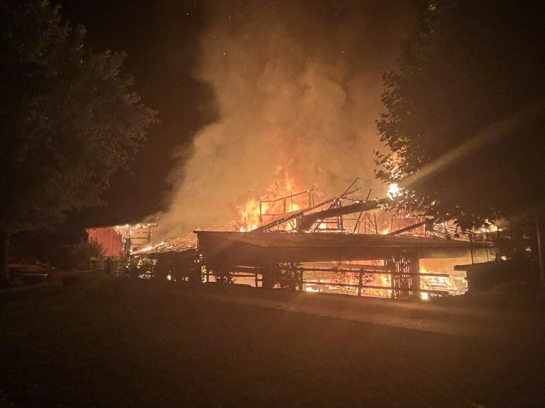 Urswil LU: Sägerei steht in Brand, Gebäudeteil niedergebrannt