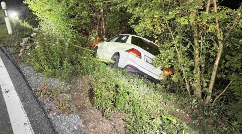 Reute AR: Promille-Lenkerin baut Unfall, Auto stürzt Hang hinab