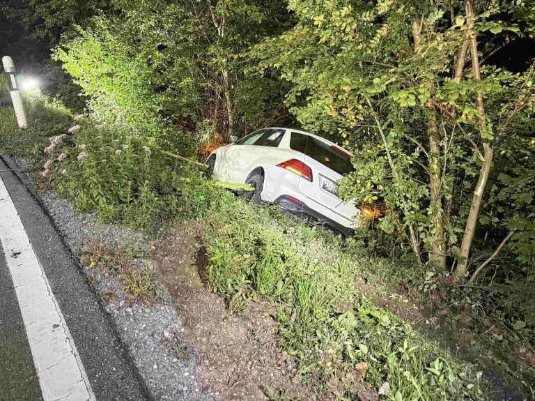 Reute AR: Promille-Lenkerin baut Unfall, Auto stürzt Hang hinab