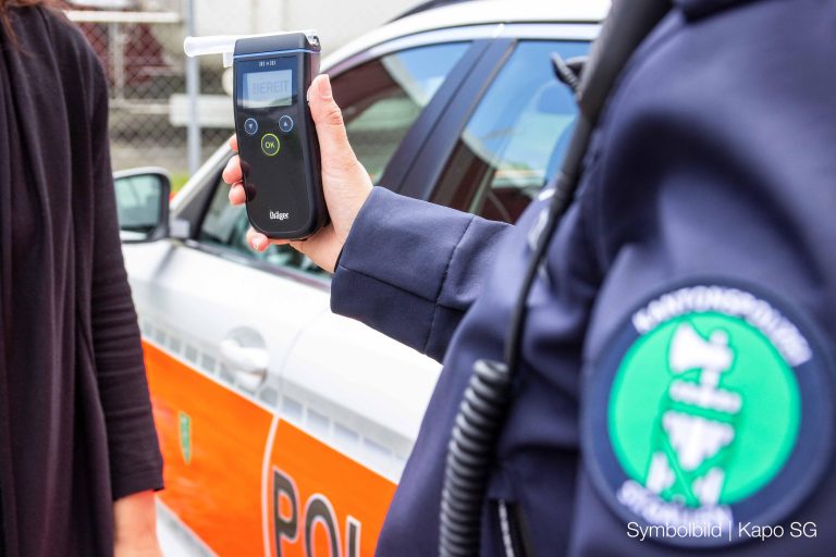 St. Gallen SG: Polizei zieht 7 Promillefahrer aus dem Verkehr