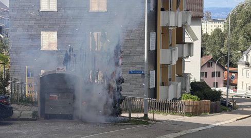 Wittenbach SG: Abflammgerät setzt Thujahecke in Brand