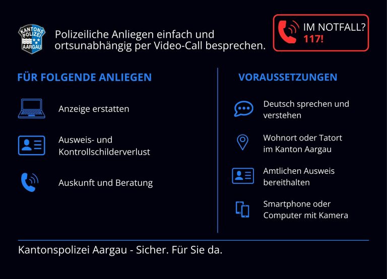 Aarau AG: Kapo startet Anzeigen per Videokonferenz