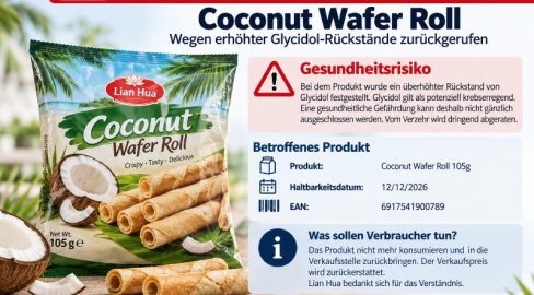 Rückruf für «Coconut Wafer Roll» wegen Glycidol